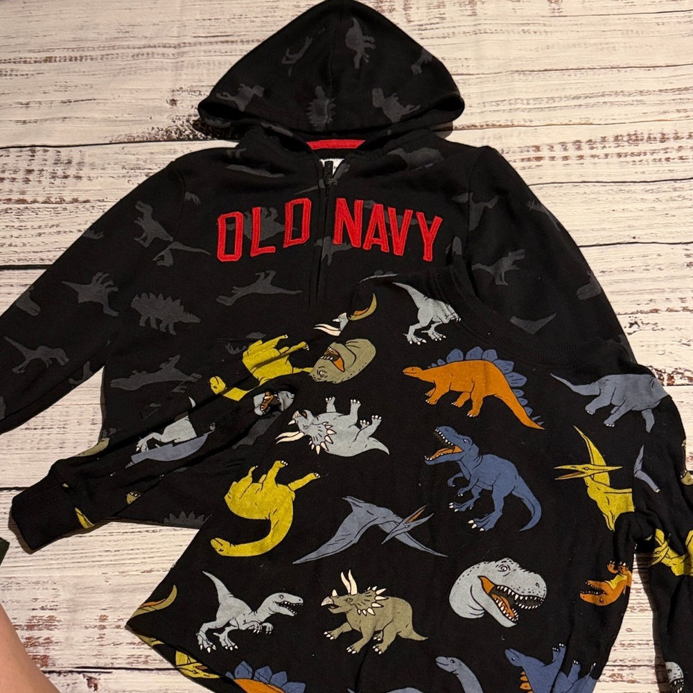 Old Navy Black Kids' Dinosaur Zip Hoodie with Long Sleeve